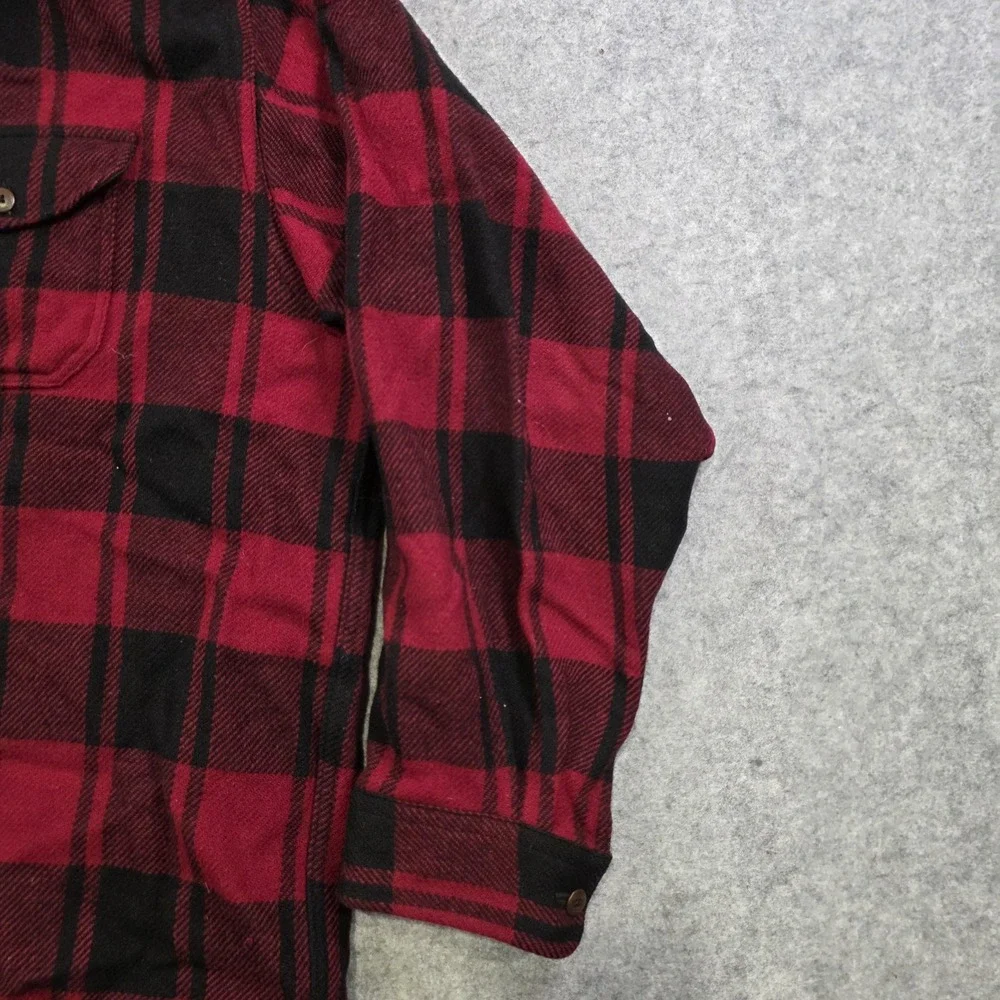 L.L. Bean Shirt Mens XL Red Plaid Long Sleeve Flannel Button Up Wool USA Buffalo